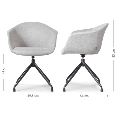 Draaibare eetkamerstoel Nola-Otis - zwart onderstel