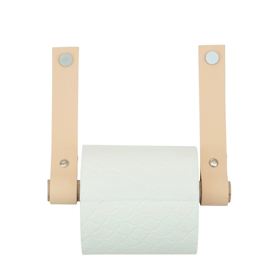 Leren toiletrolhouder (roldrager: rondhout)