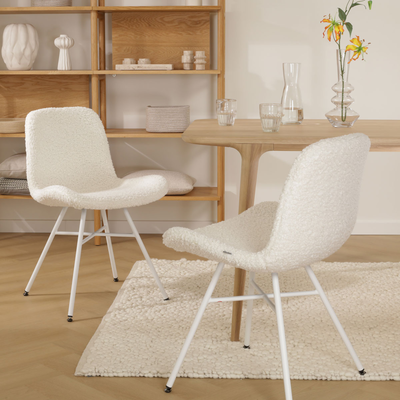 Eetkamerstoel Noa-Fé gestoffeerd - wit onderstel