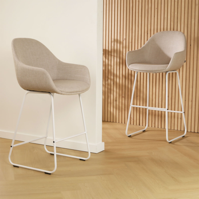 Barkruk Nino-Mae met armleuningen - wit onderstel 75 cm