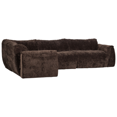 Baggy hoekbank links geweven chenille bruin