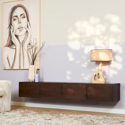 Zwevend Tv-meubel All Walnut