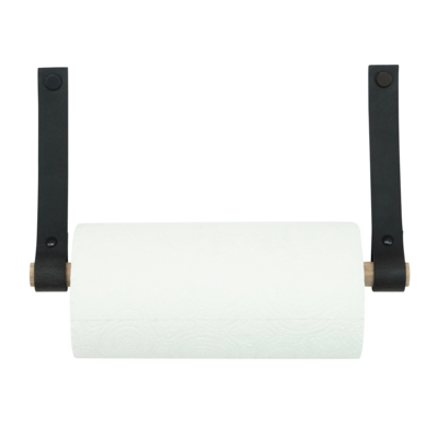 Leren keukenrolhouder (roldrager: rondhout)