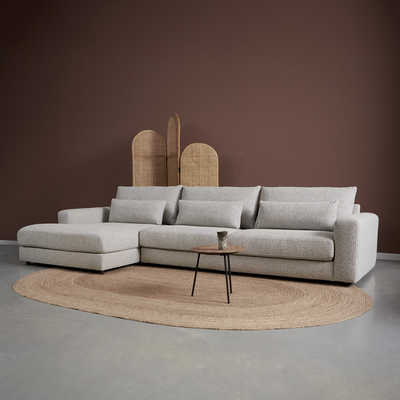 Hoekbank Lusaro Lichtgrijs Chaise Longue