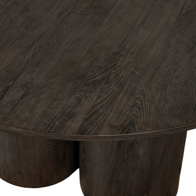 Oona eettafel rond met 3-poot mdf donkerbruin o140 cm