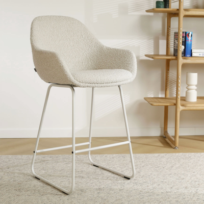 Barkruk Nino-Mae met armleuningen - wit onderstel 75 cm