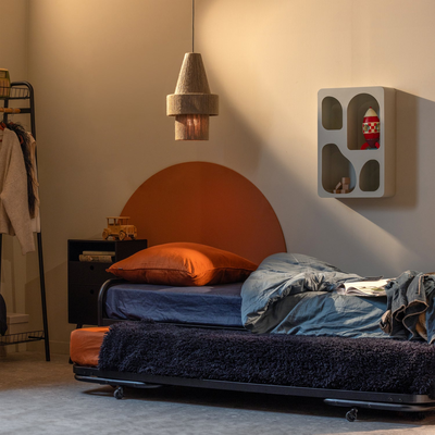 Lucy eenpersoons onderschuifbed metaal zwart 90x200 cm
