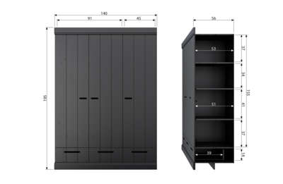 Kast Connect 3-deurs incl. lade