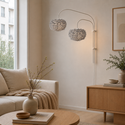 Wandlamp Willow Wall double white met eos mini light grey