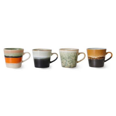 HKliving cappuccino mok 70's Ceramics - Verve - set van 4