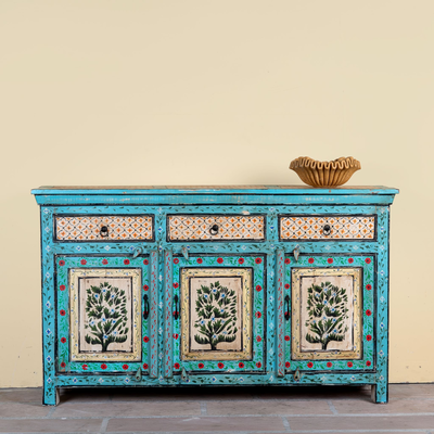 Kaveh - Handbeschilderd Oud Houten Dressoir 