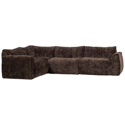 Baggy hoekbank links geweven chenille bruin