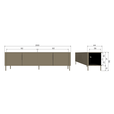 Gunnar tv meubel 154 cm grenen mud [fsc]
