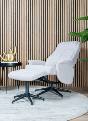 Fauteuil met hocker Bindy bouclé