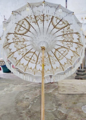 Ibiza parasol Boho wit/goud
