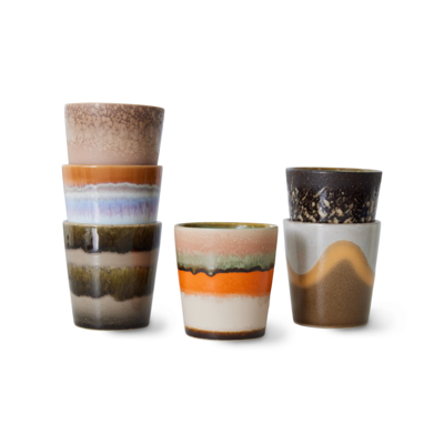 HKliving koffiemok 70's Ceramics - Elements - set van 6