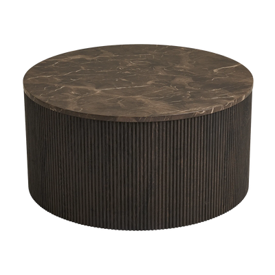 Babette ronde salontafel donkerbruin marmerlook - Ø 80 x 40 cm