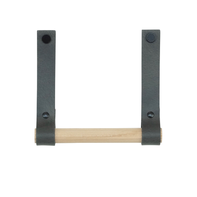 Leren toiletrolhouder (roldrager: rondhout)