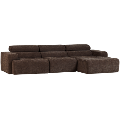 Novi chaise longue bank rechts donkerbruin melange