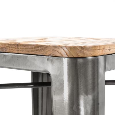 Metalen barkruk Café met houten zitting (zithoogte 77 cm)