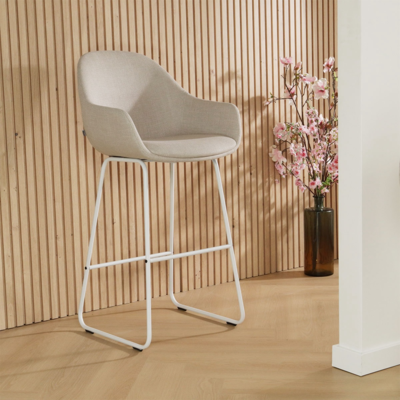 Barkruk Nino-Mae met armleuningen - wit onderstel 75 cm