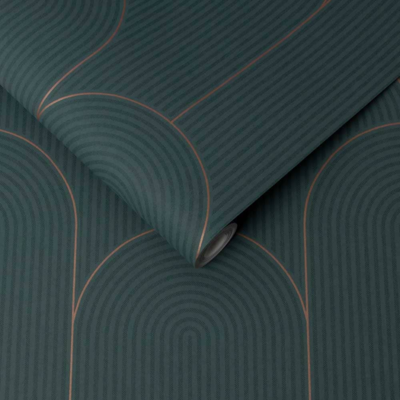 Graham &amp; Brown  vliesbehang  Lancet Green &amp; Rose gold