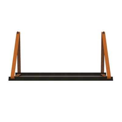 Stalen wandplank 98x20cm - incl. leren plankdragers