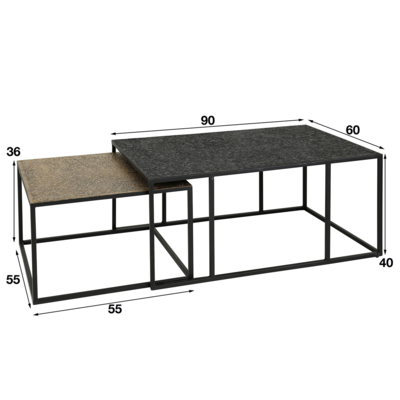 Salontafel Metallica Brons &amp; Zwart