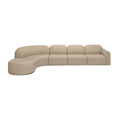 Bulky modulaire bank set - 4/5 seat met footstool - almond