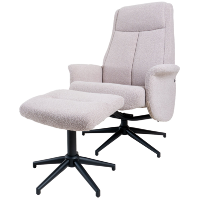 Fauteuil met hocker Bindy bouclé
