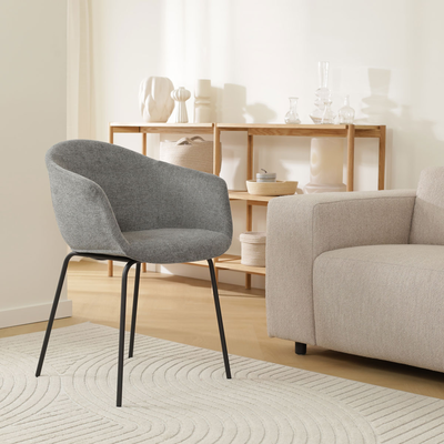 Eetkamerstoel Nora-Otis gestoffeerd - zwart onderstel - met armleuningen