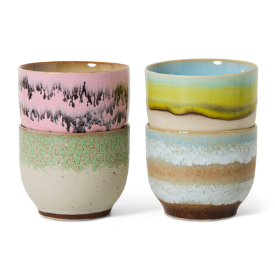 70s ceramics: café cups, deco (set of 4)