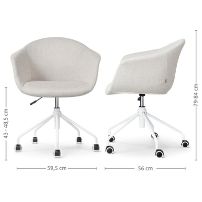 Nout-Otis bureaustoel wit onderstel - Gestoffeerde zitting met armleuningen