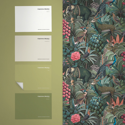 Vliesbehang jungle jamboree green