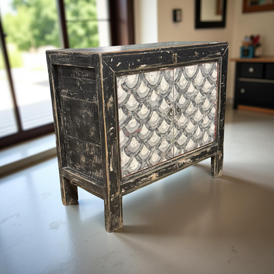 Onderkast 2deur zwart/wit schub uniek