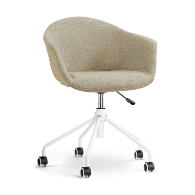 Nout-Otis bureaustoel wit onderstel - Gestoffeerde zitting met armleuningen