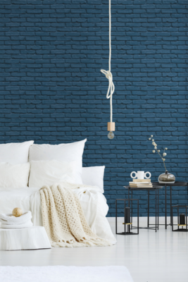 3D Steen Effect Behang Gekleurde Bakstenen Muur - Blauw