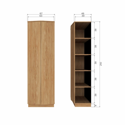 Hoge Kast Zuma - Eiken - Transparant
