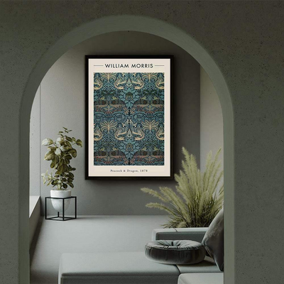 Walljar poster ingelijst - William Morris - Peacock and Dragon