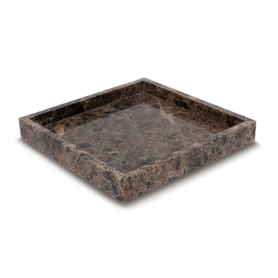 Marmer dienblad 30x30cm - bruin