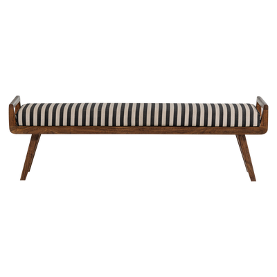 Valo bankje hout bruin met streepstof zwart/wit