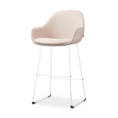 Barkruk Nino-Mae met armleuningen - wit onderstel 75 cm