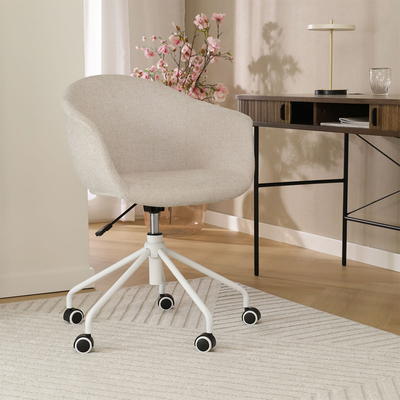 Nout-Otis bureaustoel wit onderstel - Gestoffeerde zitting met armleuningen