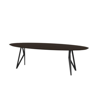 Studio HENK tafel Butterfly Ovaal - zwart frame, gerookte beits