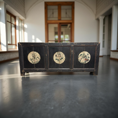 Dressoir 6dr zwart/beschilderd uniek