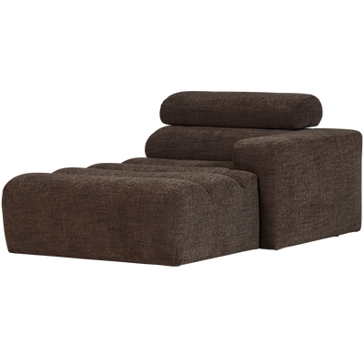 Novi chaise longue element arm rechts boucle karamelbruin