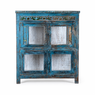 Kavish - Blauwe Vintage Teakhouten Kast