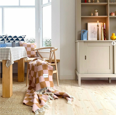 Maison Deux Checkerboard Blanket - Terra / Pink