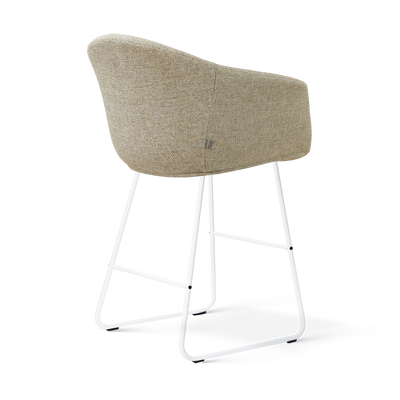 Barkruk Nino-Otis gestoffeerd wit onderstel met armleuningen (zithoogte 65 cm)