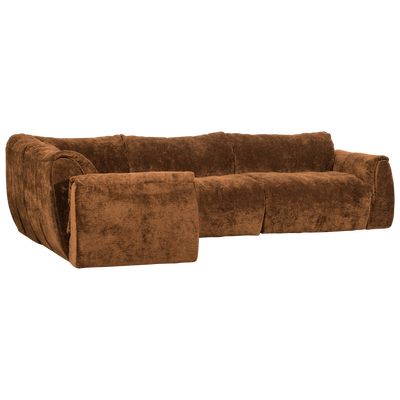 Baggy hoekbank links geweven chenille bruin